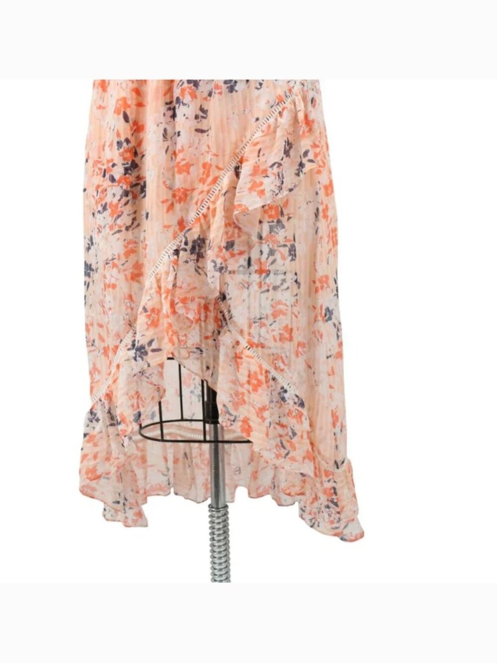 Ramy Brook Manon Dress S NWT Silk Floral Print Strapless High Low Ruffle Orange - Picture 6 of 10